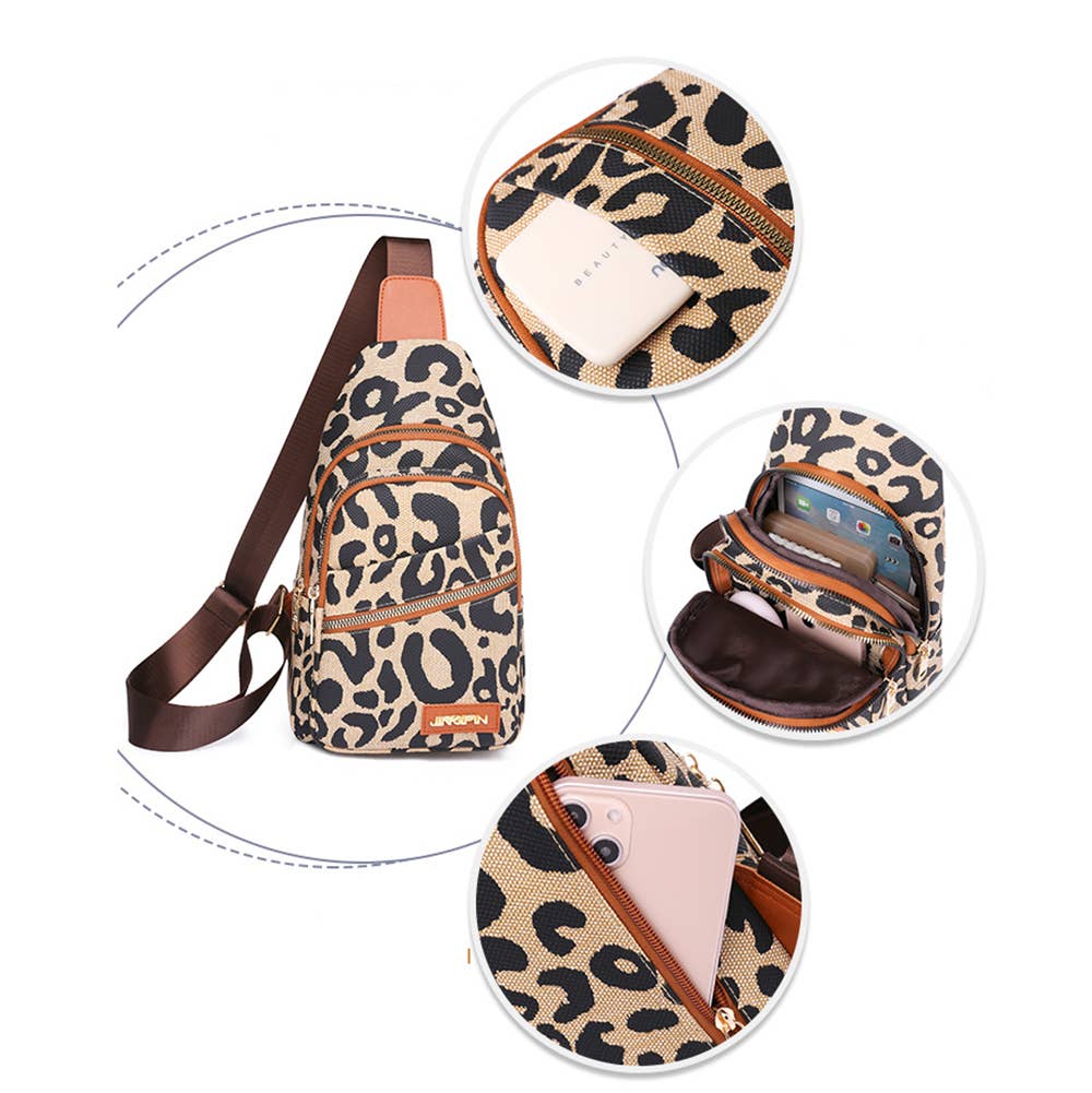Leopard Print Waterproof Crossbody Bag