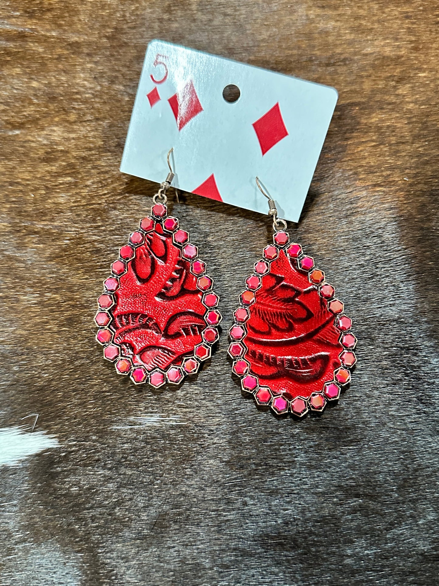 Leather and Gemstone Earrings