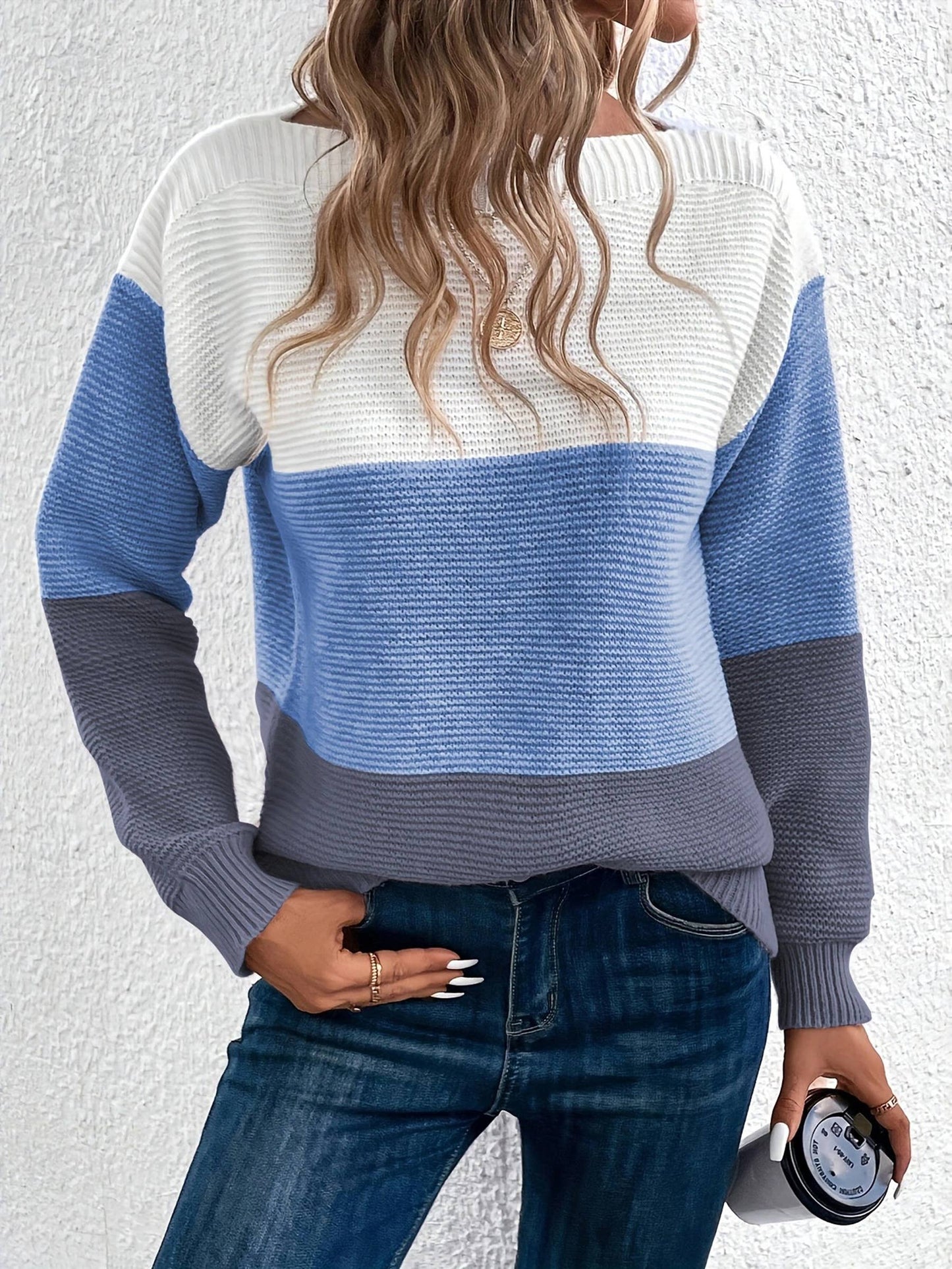 Round Neck Contrasting Knit Sweater