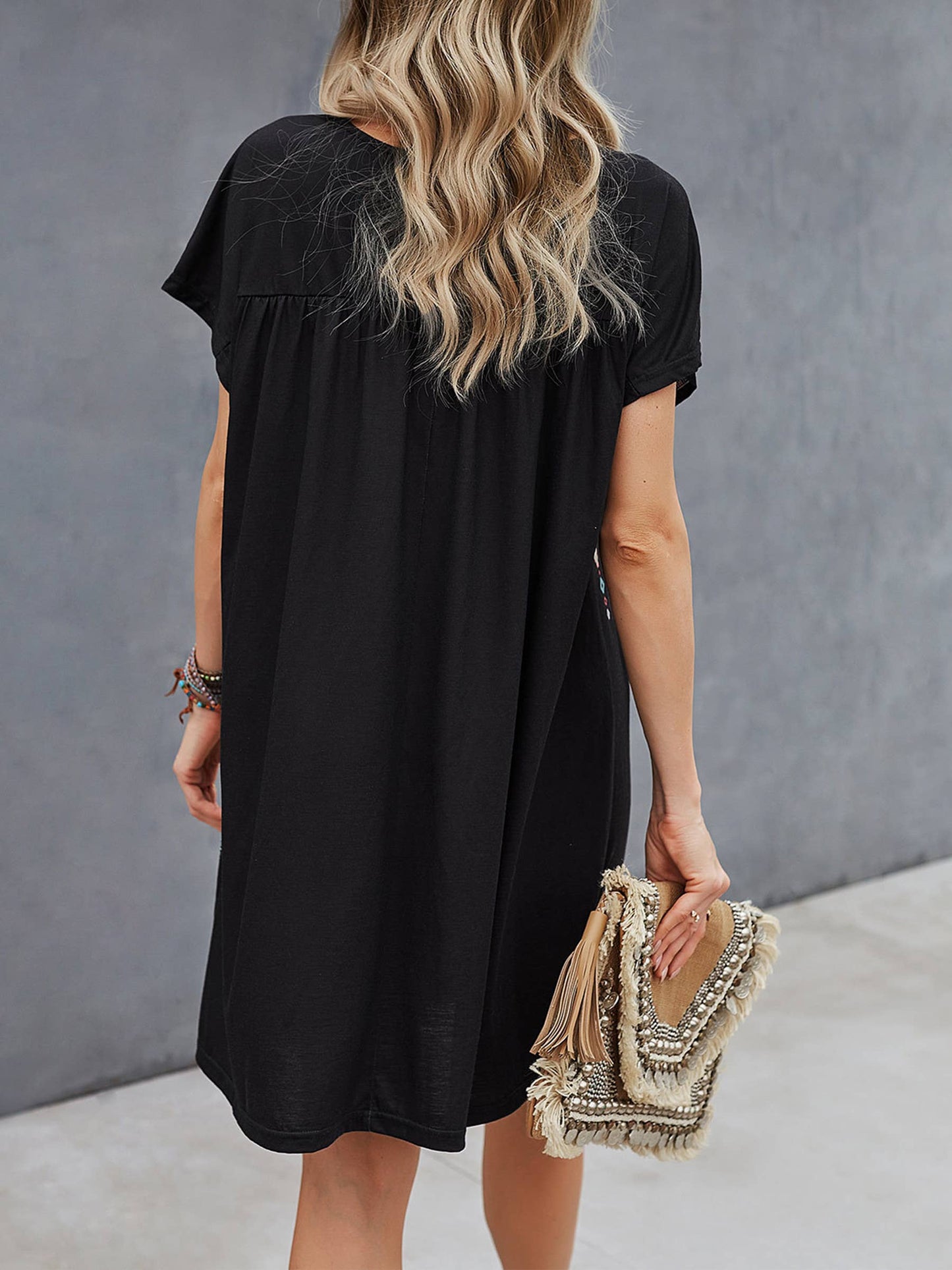 Round Neck Casual Printed Dress