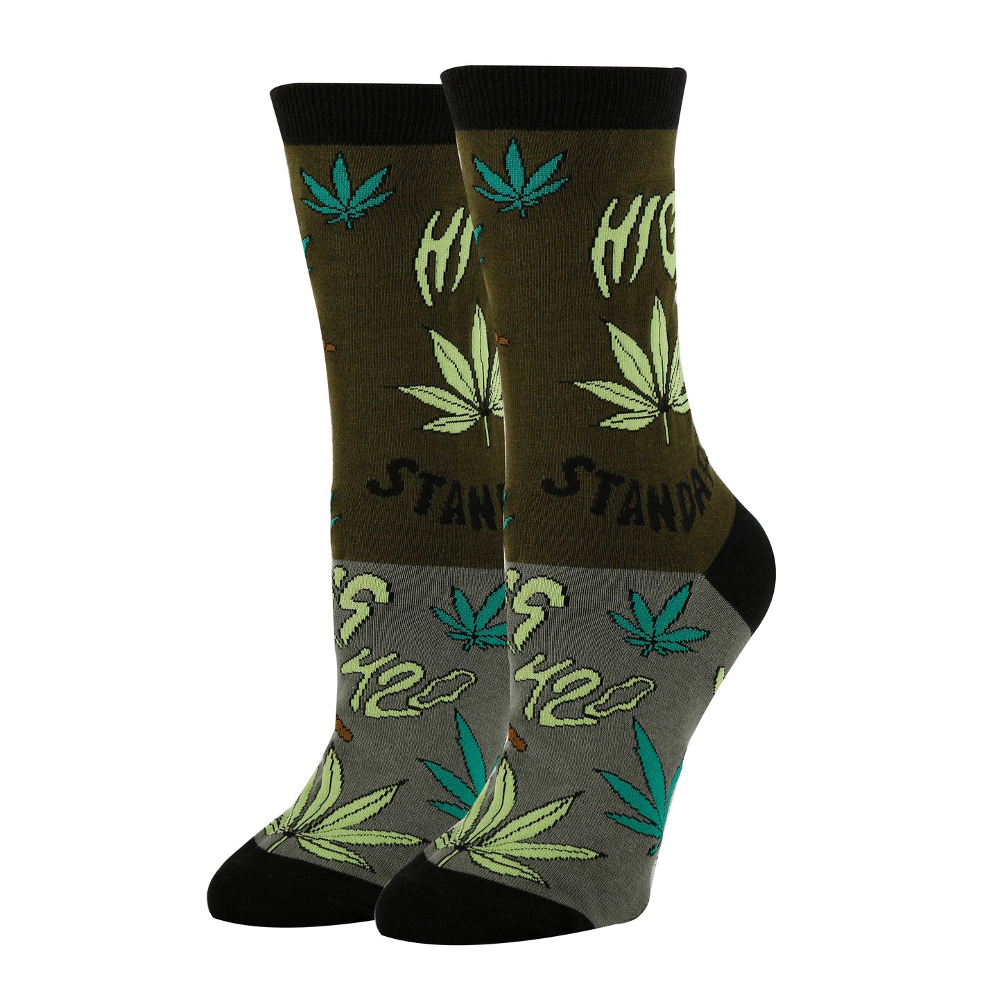 High Standards | Women's Funny NOvelty Weed Crew Socks