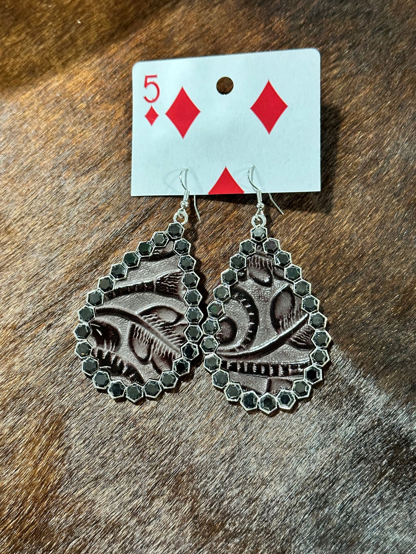 Leather and Gemstone Earrings