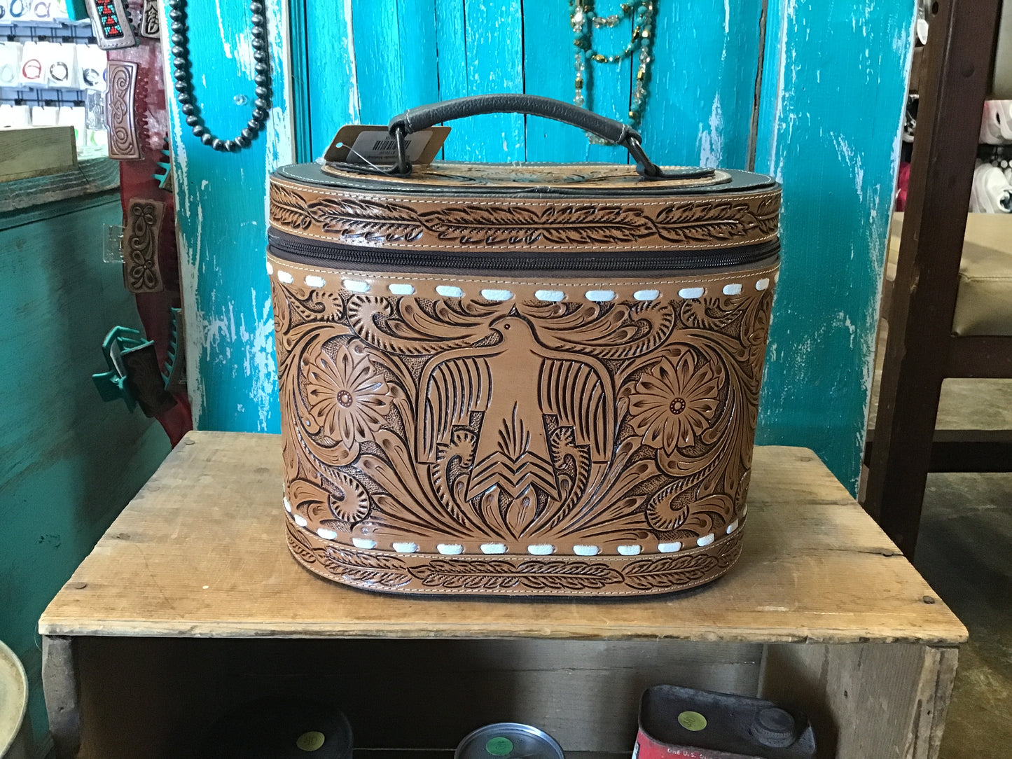 Tooled Handle Makeup Bag
