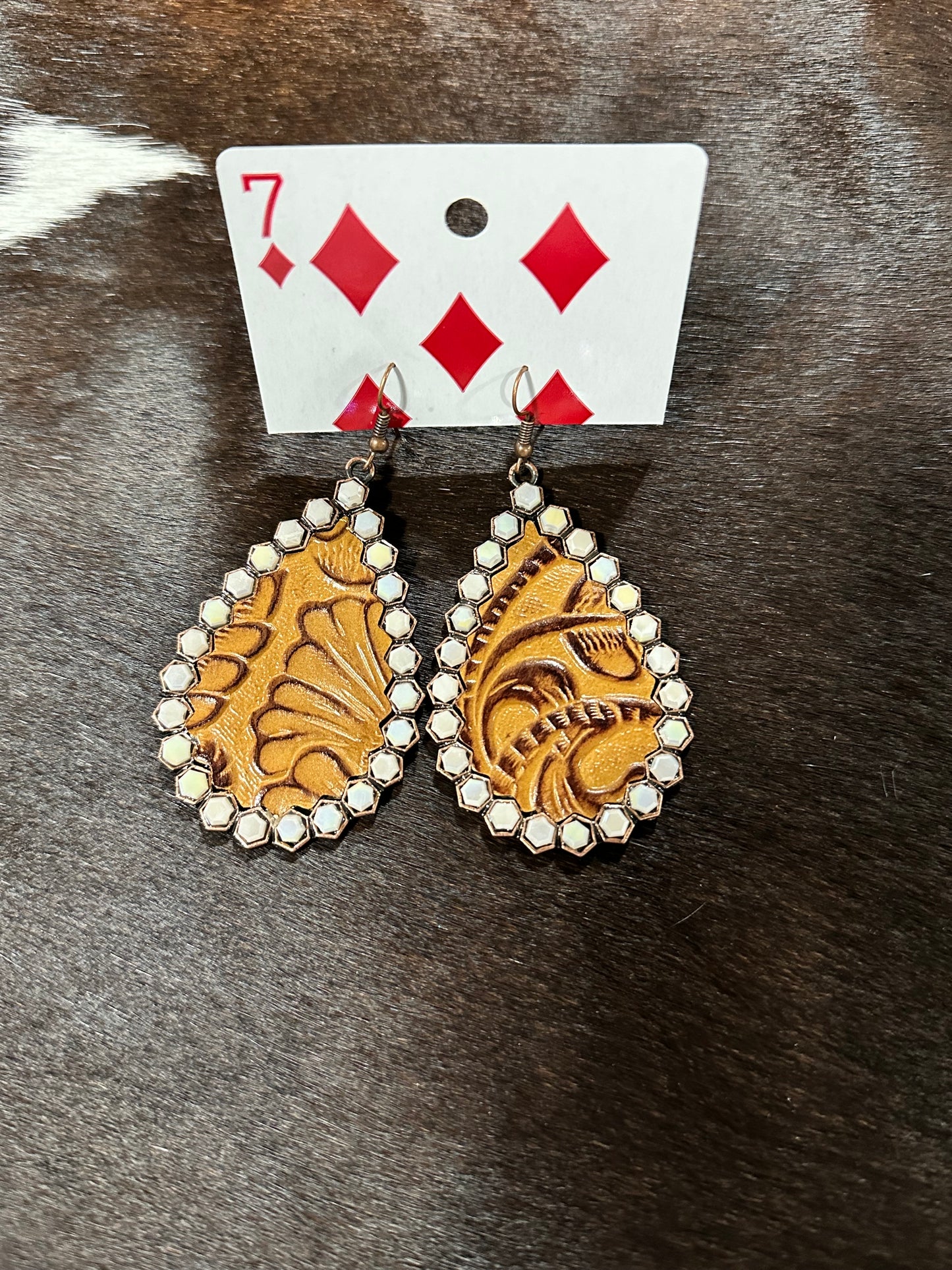 Leather and Gemstone Earrings