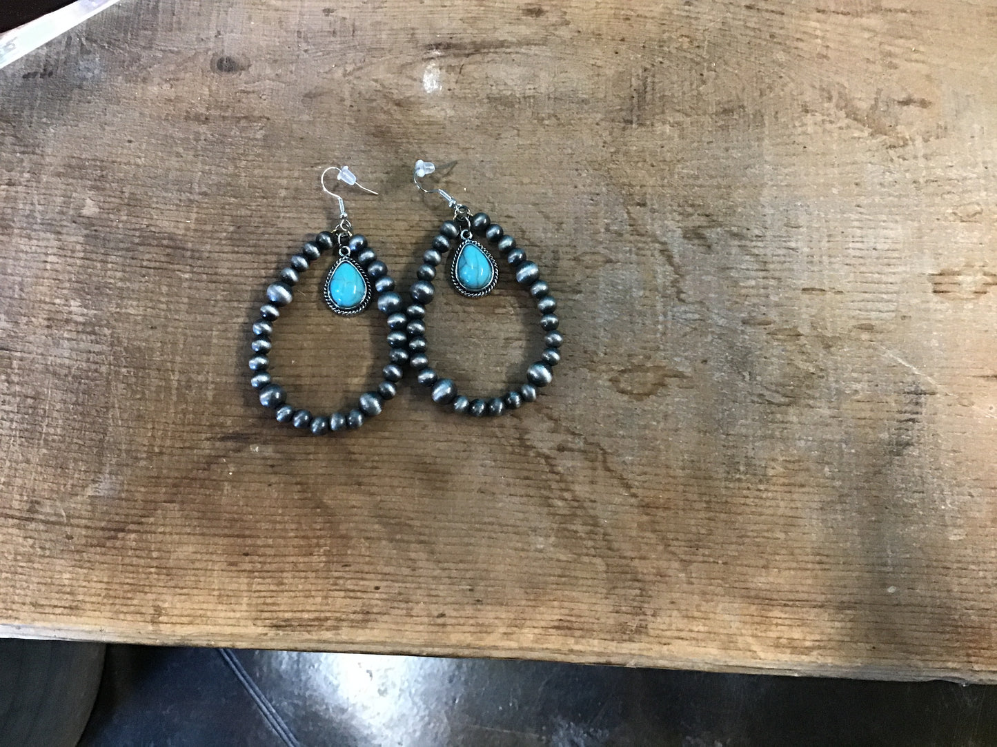 Navajo with Turquoise Hoop Earrings