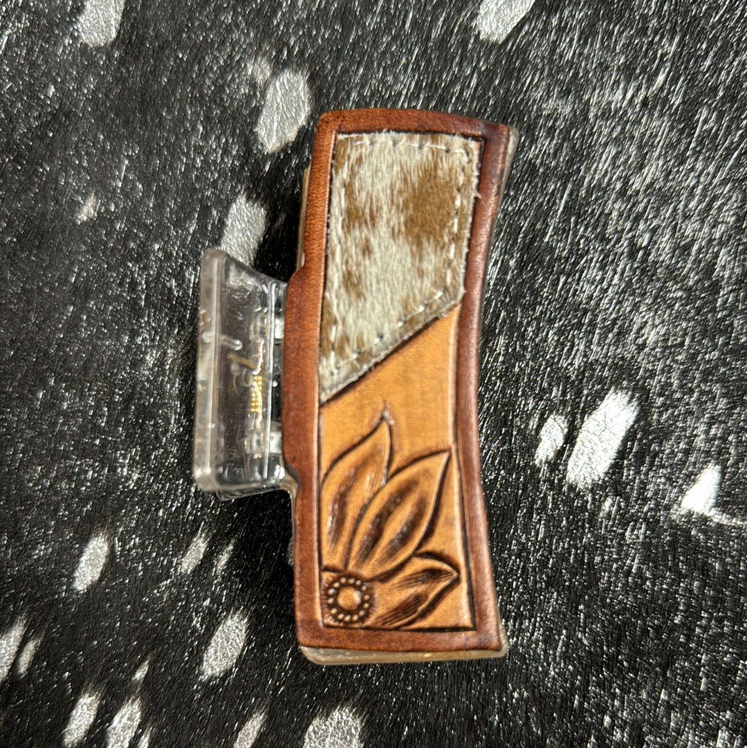 Tooled Leather Hair Clips