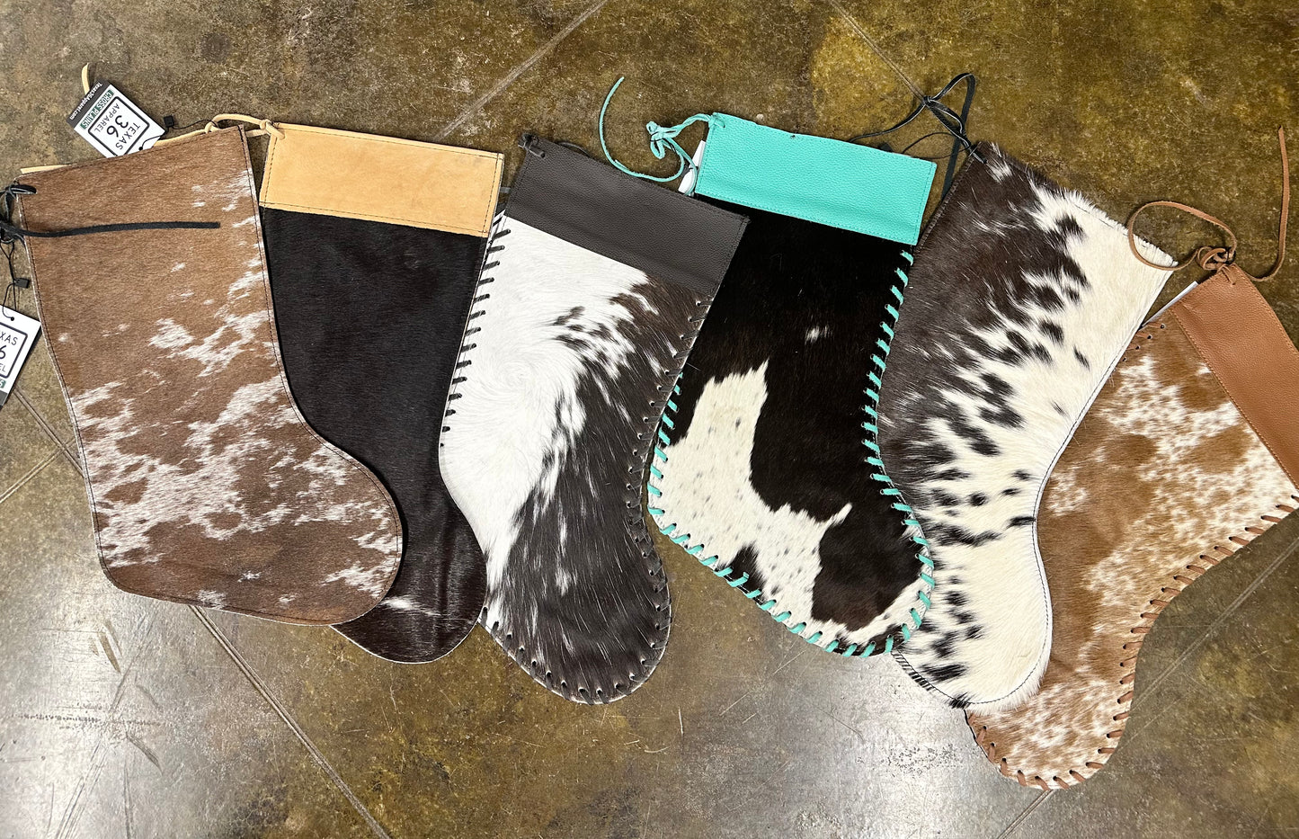 Cowhide Christmas Stockings