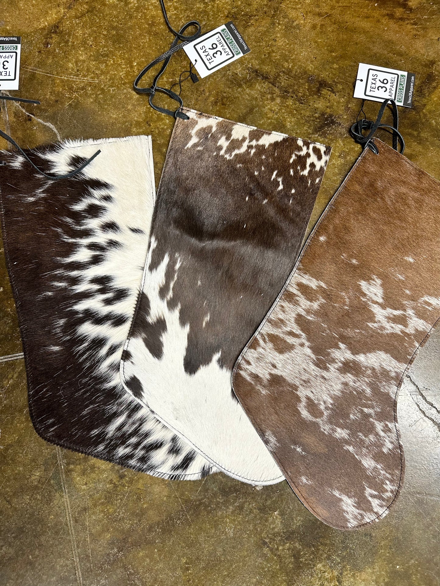 Cowhide Christmas Stockings