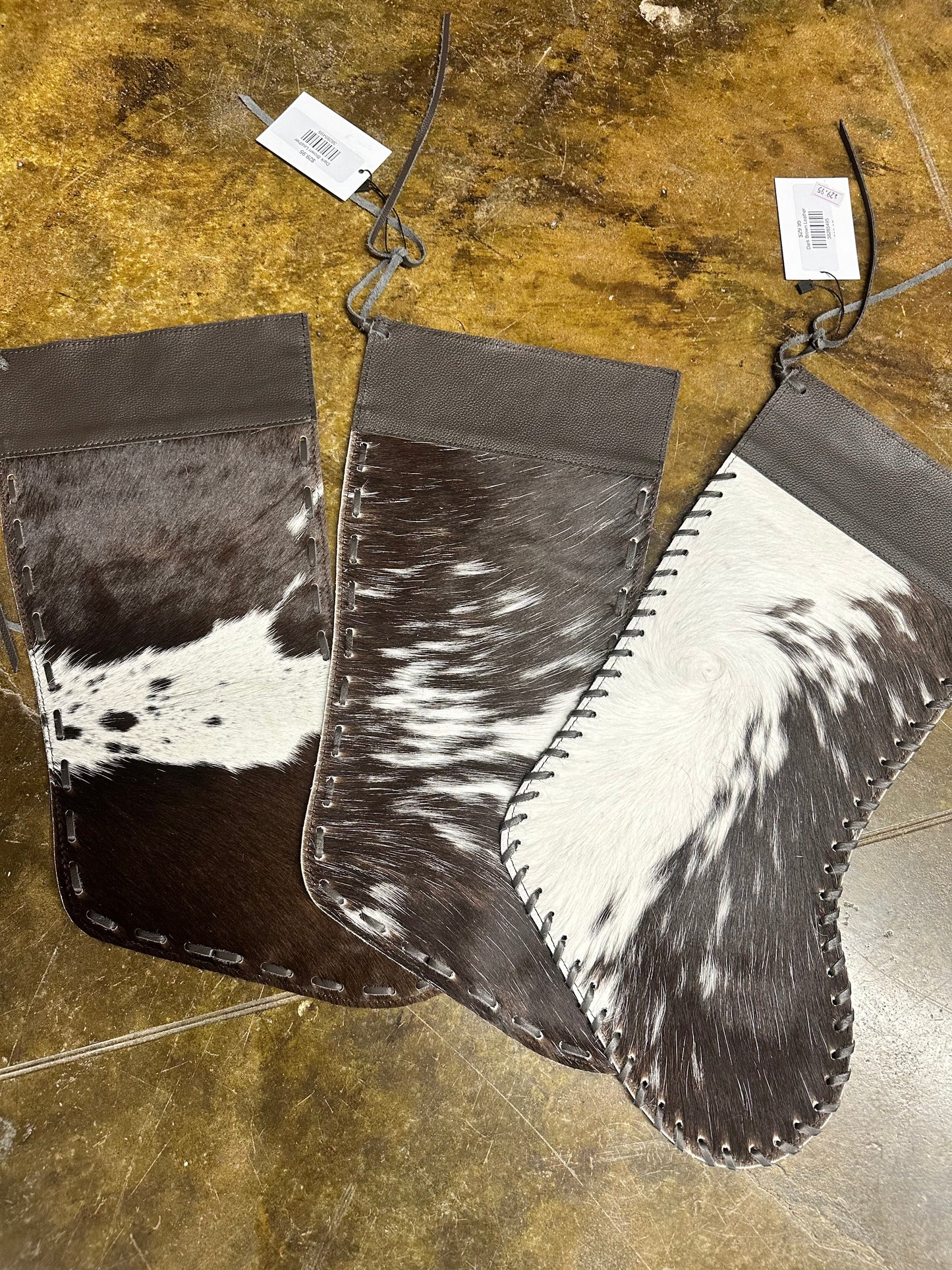 Cowhide Christmas Stockings