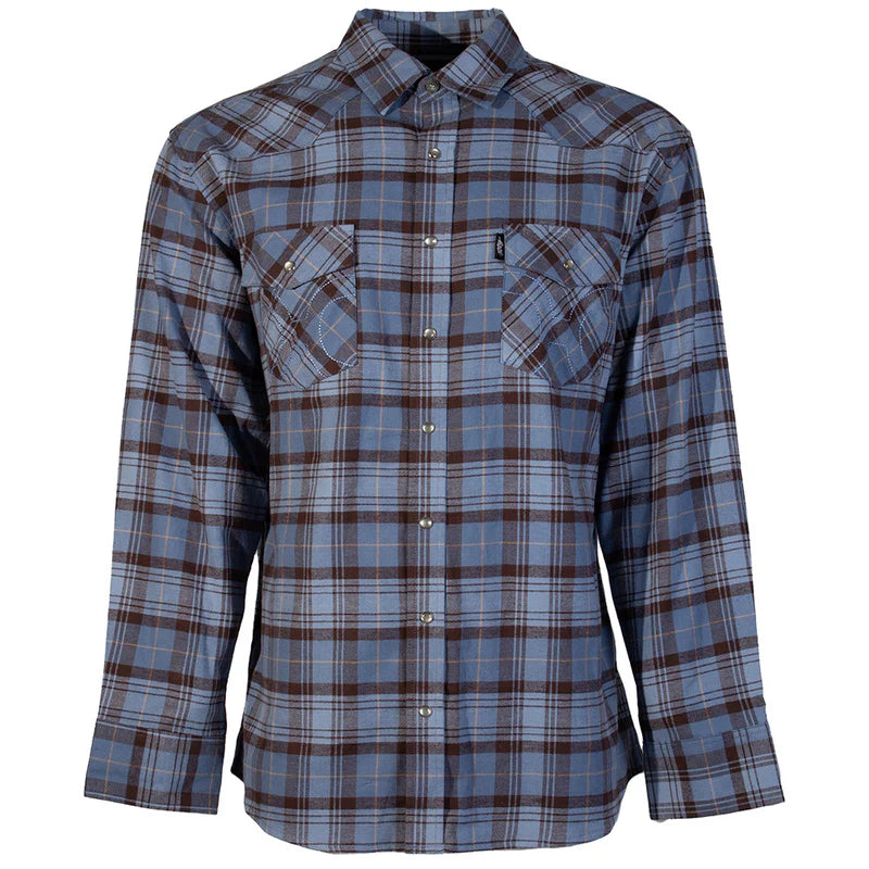 HOOEY MEN'S FLANNEL LONG SLEEVE PEARL SNAP HF1004BLBLK