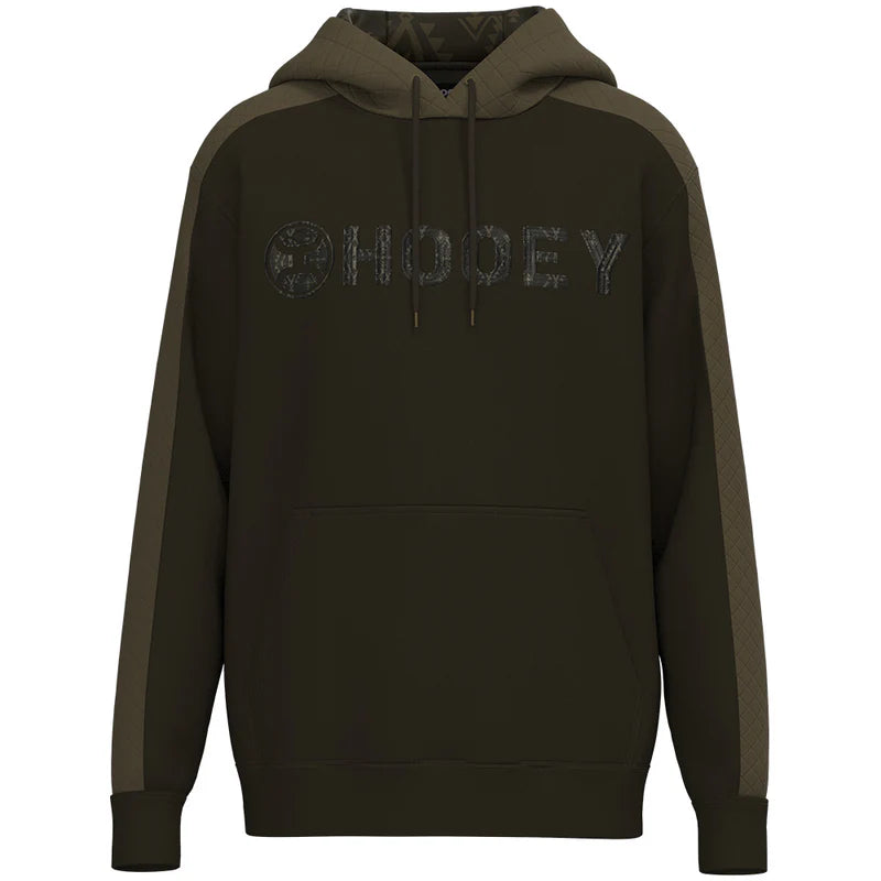 Canyon, Men’s After Dark Brown Hoody with Light Brown Taping Down Arms and Pattern Inside Hood