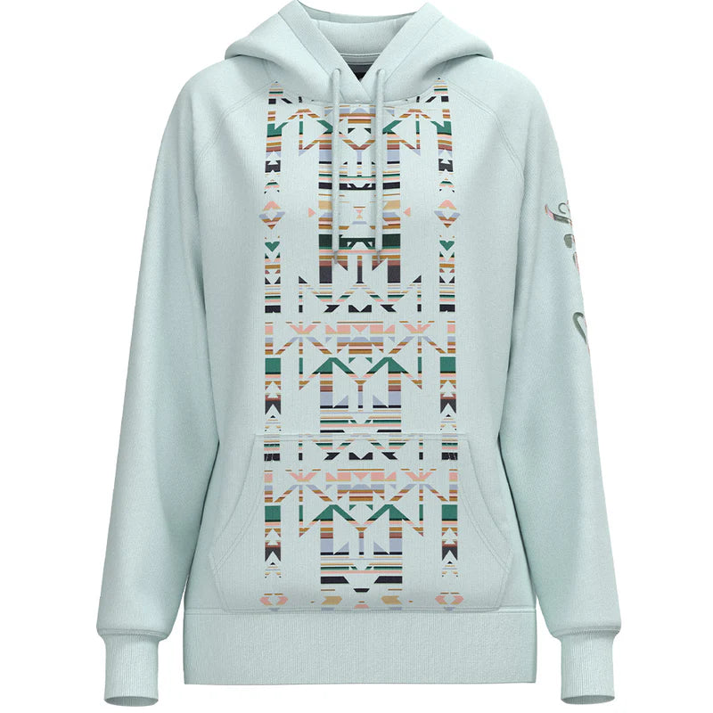 Legendary, Ladies Plein Air Hoody with Emory Peak Aztec Pattern Down Center of Chest