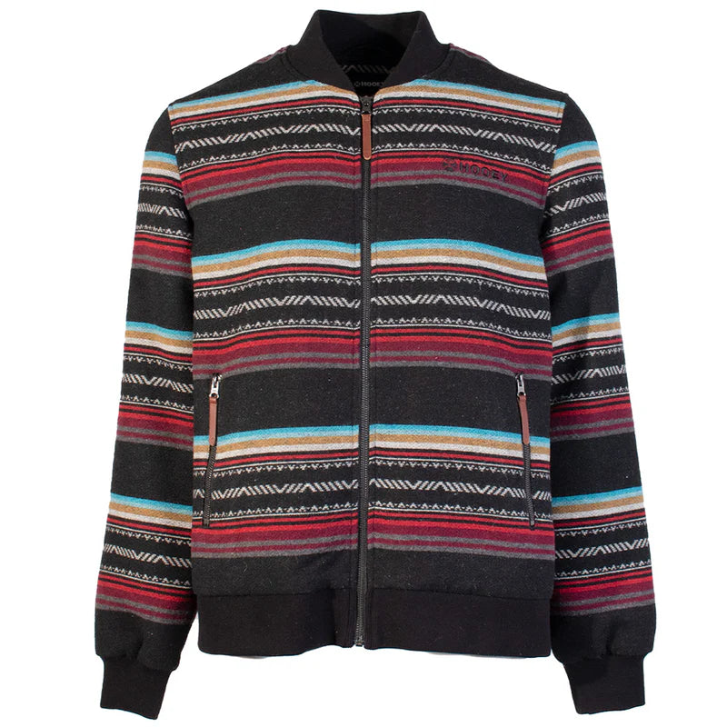 Hooey Men’s Bomber Jacket, Serape Pattern Full Zip with Black Trims