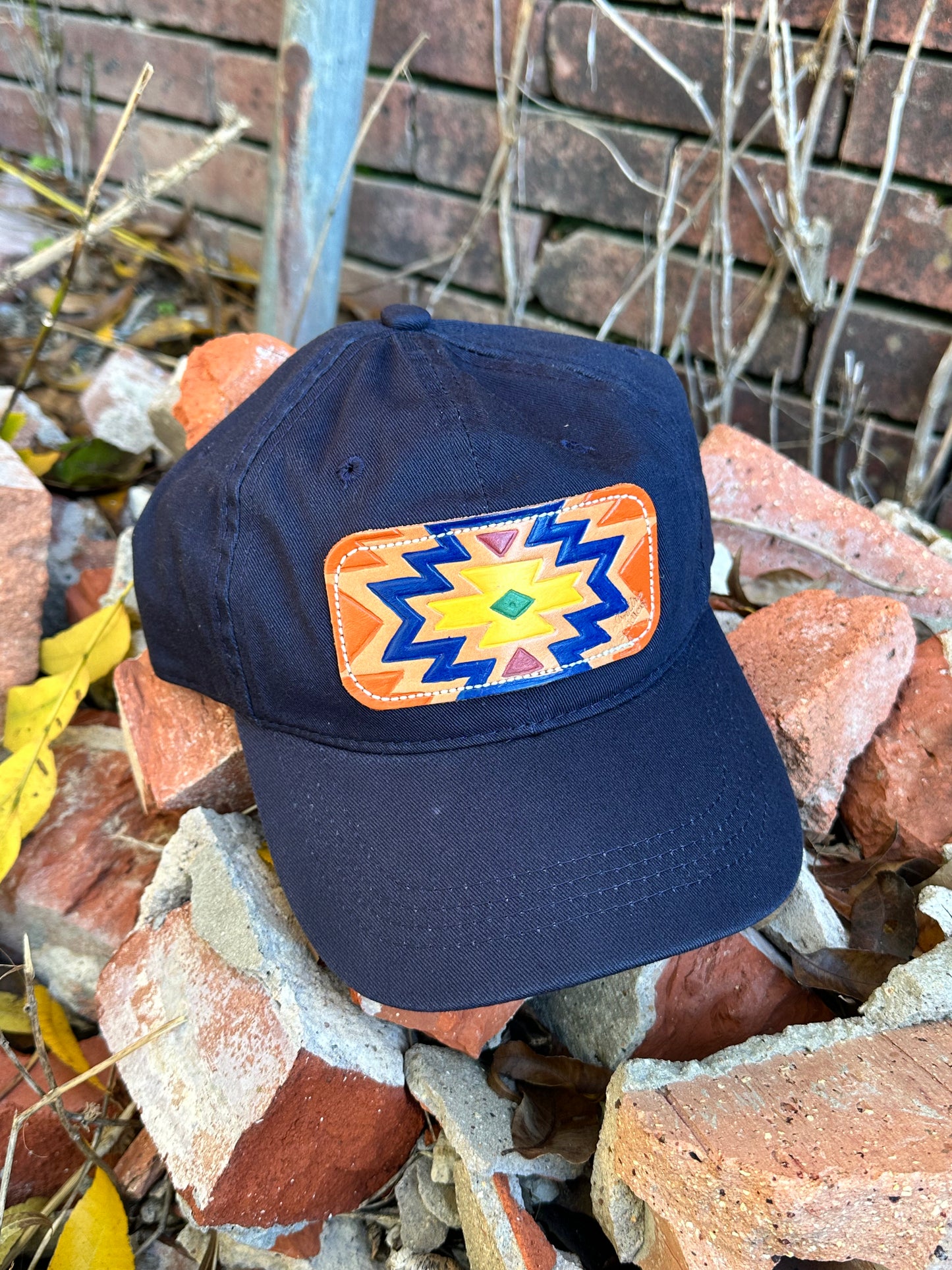 McIntire Navy Solid Back Low Crown- Light Fall Aztec