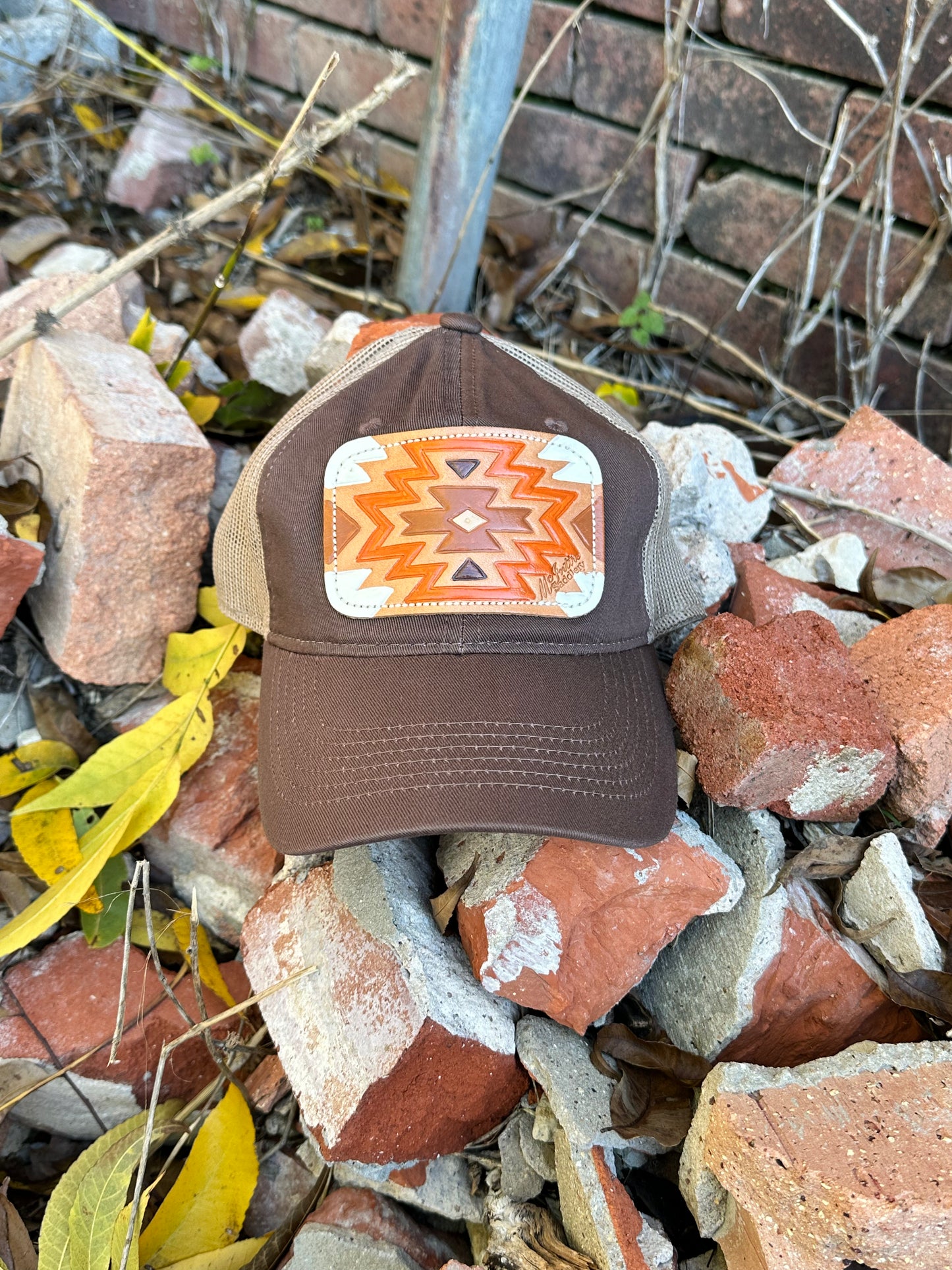 McIntire Brown/Tan low crown Rust/White Aztec