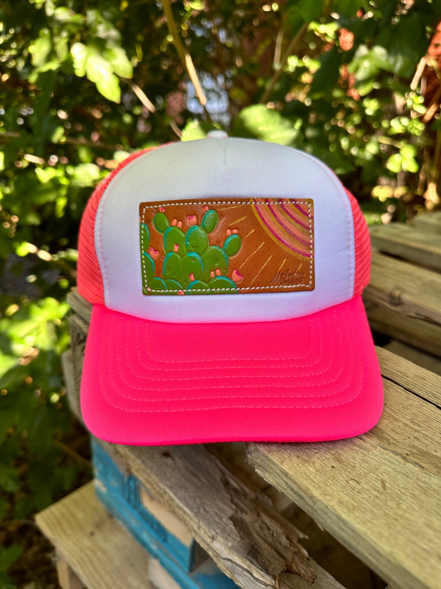 McIntire Hot Pink and White Sunshine Cactus Cap
