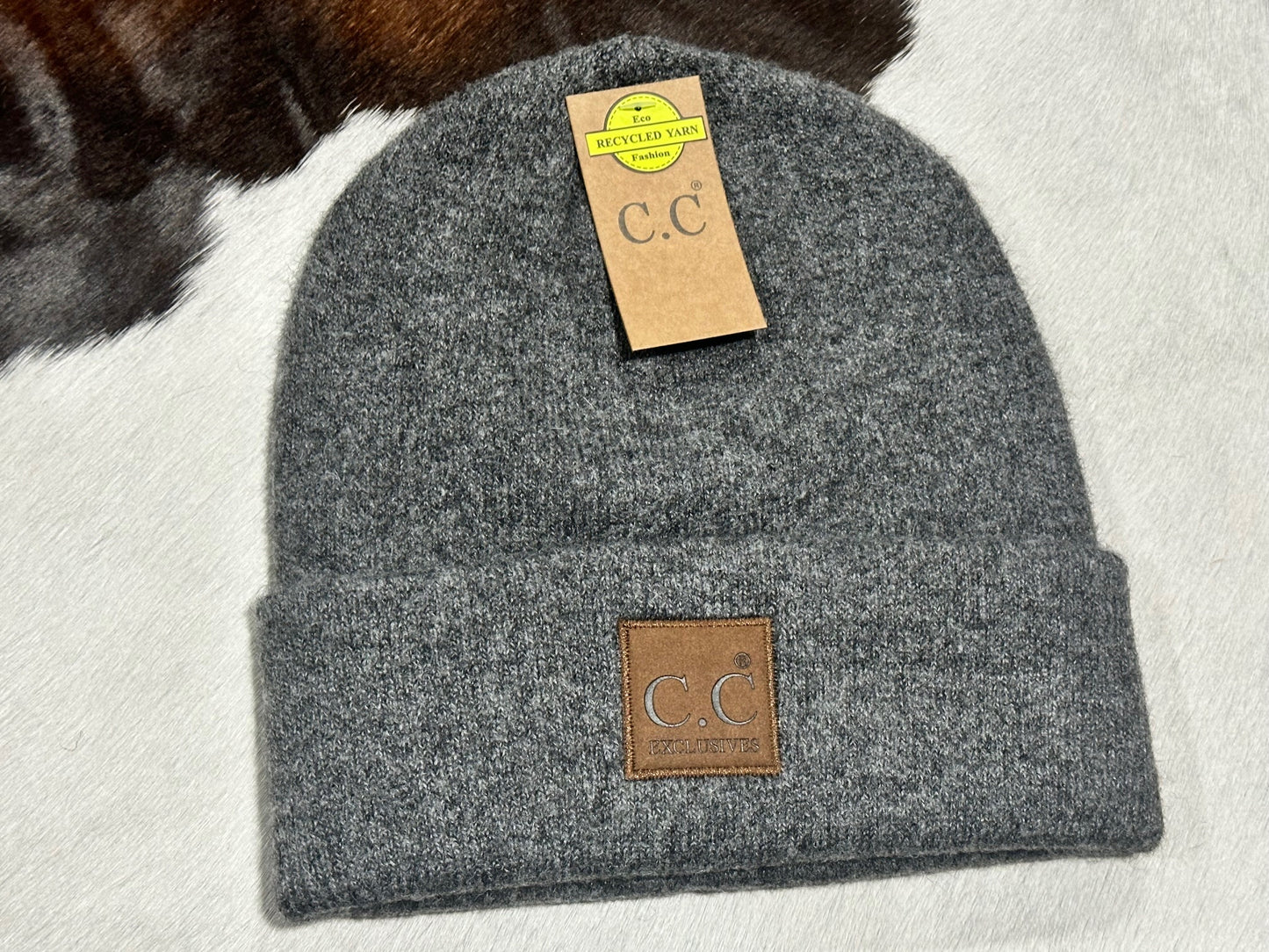 CC Beanie Unisex Soft Ribbed Leather Patch