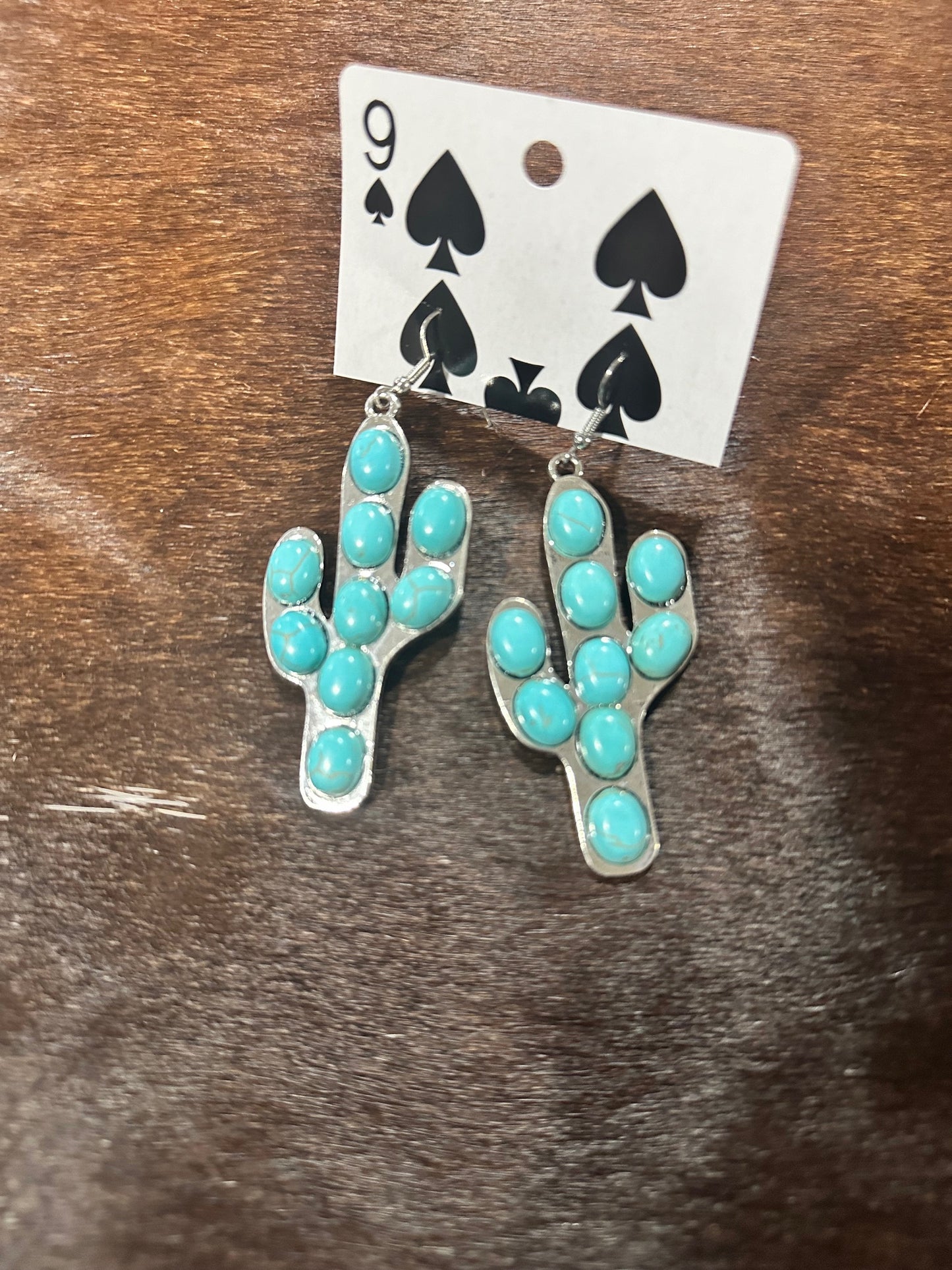 Beaded Silver Cactus Earrings