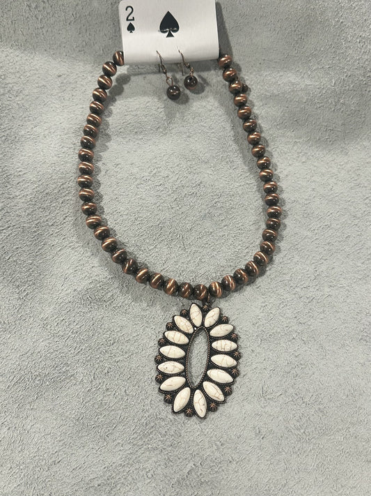 Bronze and White Necklace Set