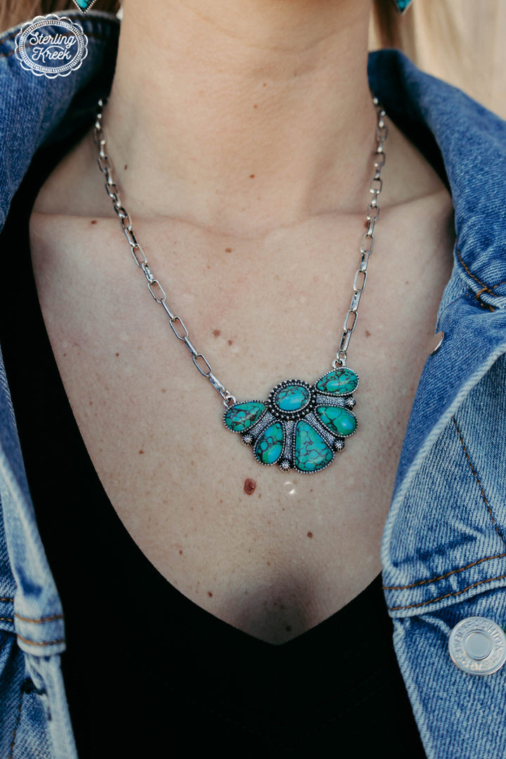 STERLING KREEK TURQUOISE TOMBSTONE NECKLACE