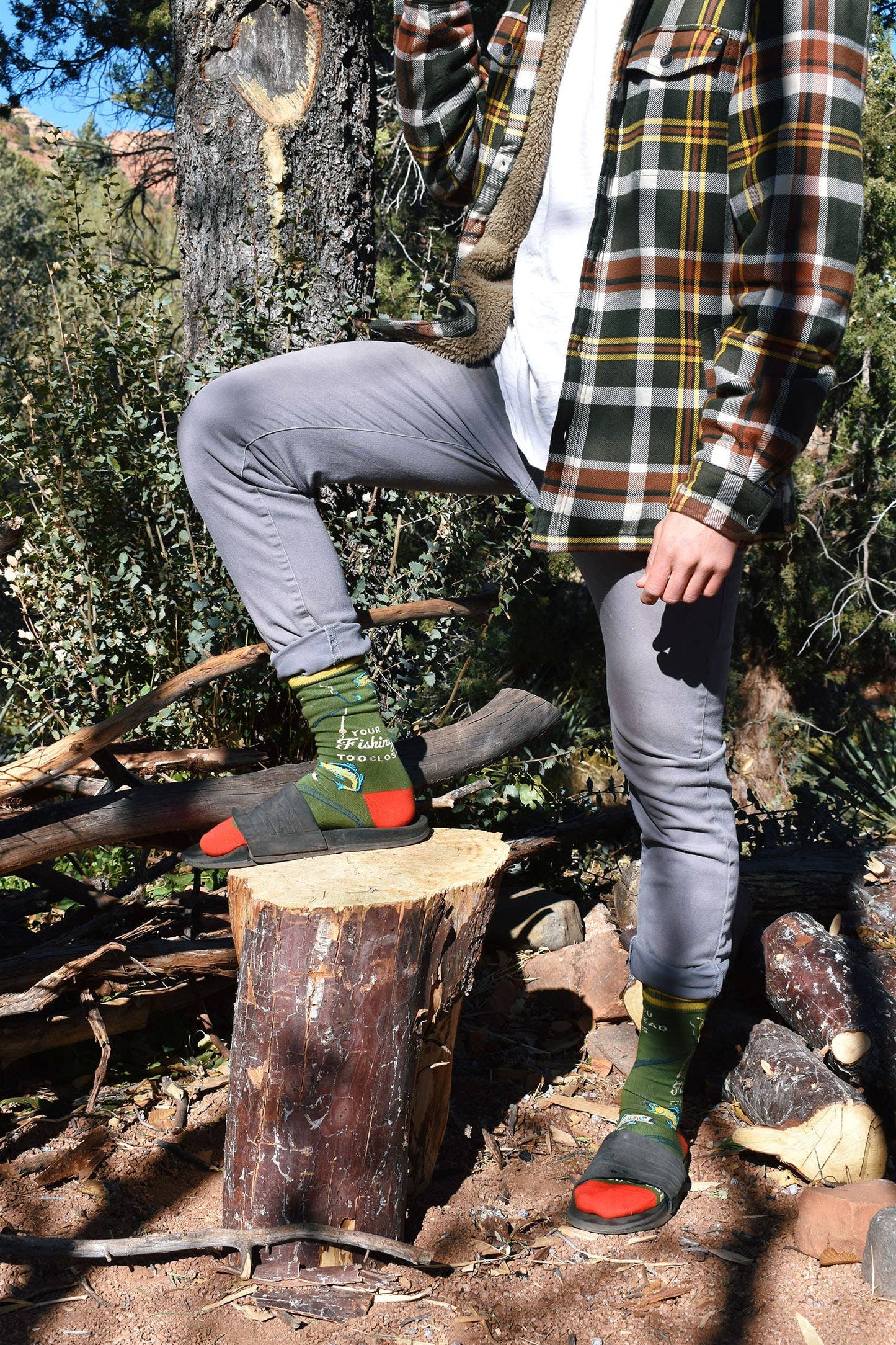 Gone Fishing | Men's Cotton Crew Funny Socks