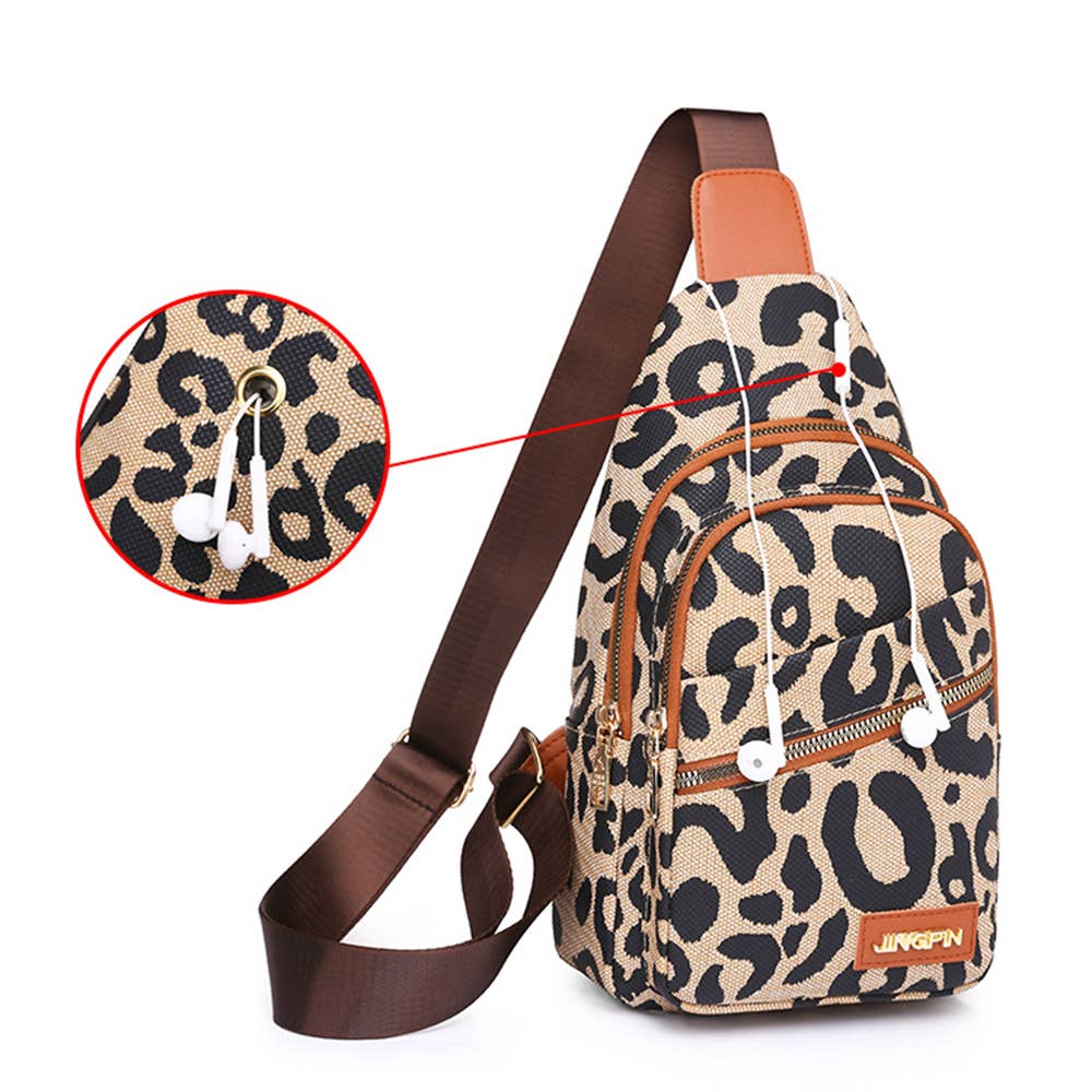 Leopard Print Waterproof Crossbody Bag