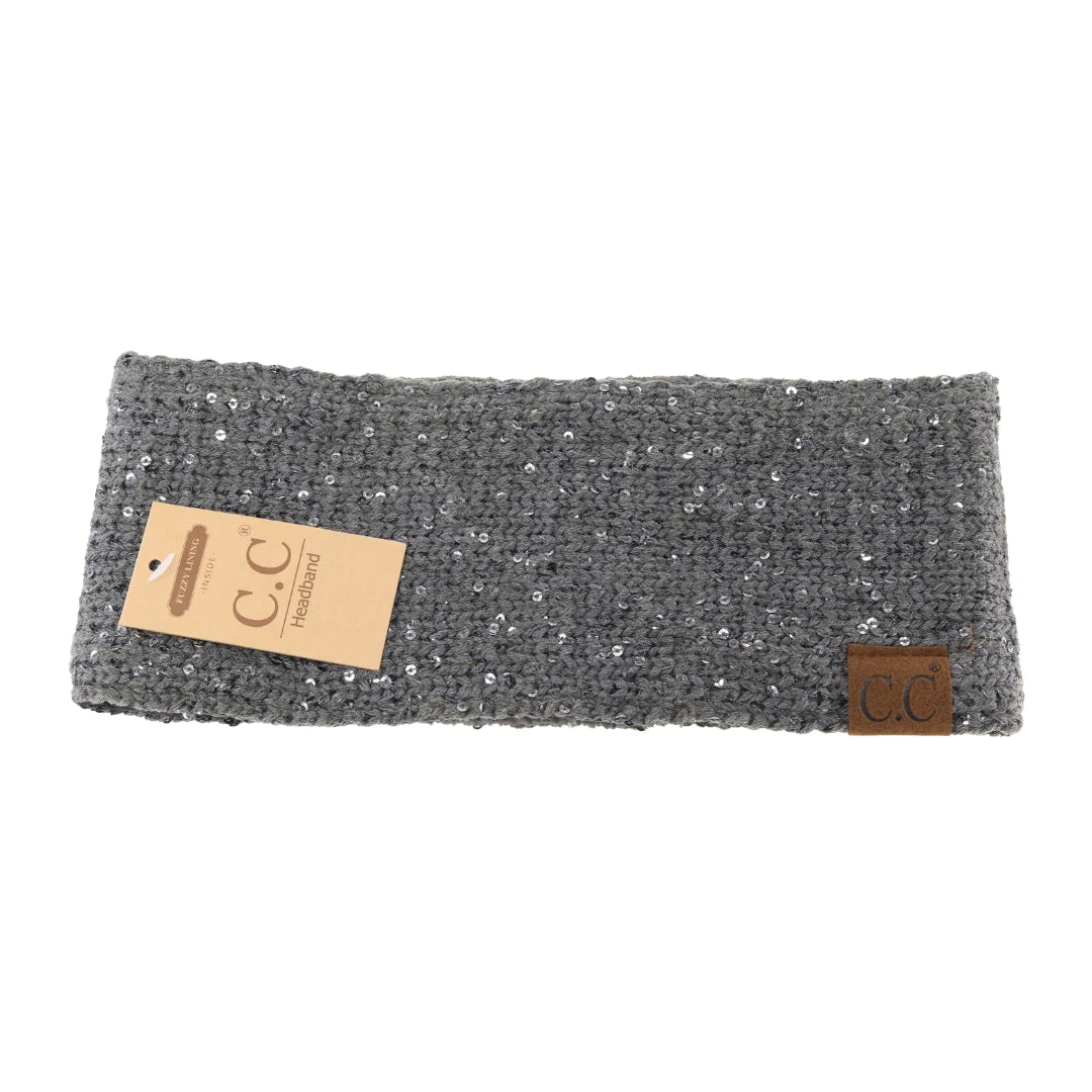 CC Beanie Fuzzy Lined Scatter Sequin Head Wrap