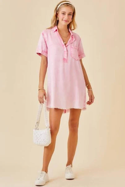 Short Sleeve Washed Denim Dress