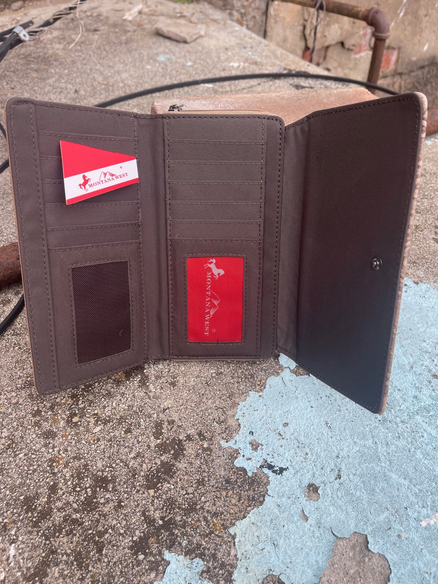 Montana West Tan Tooled Leather Wallet