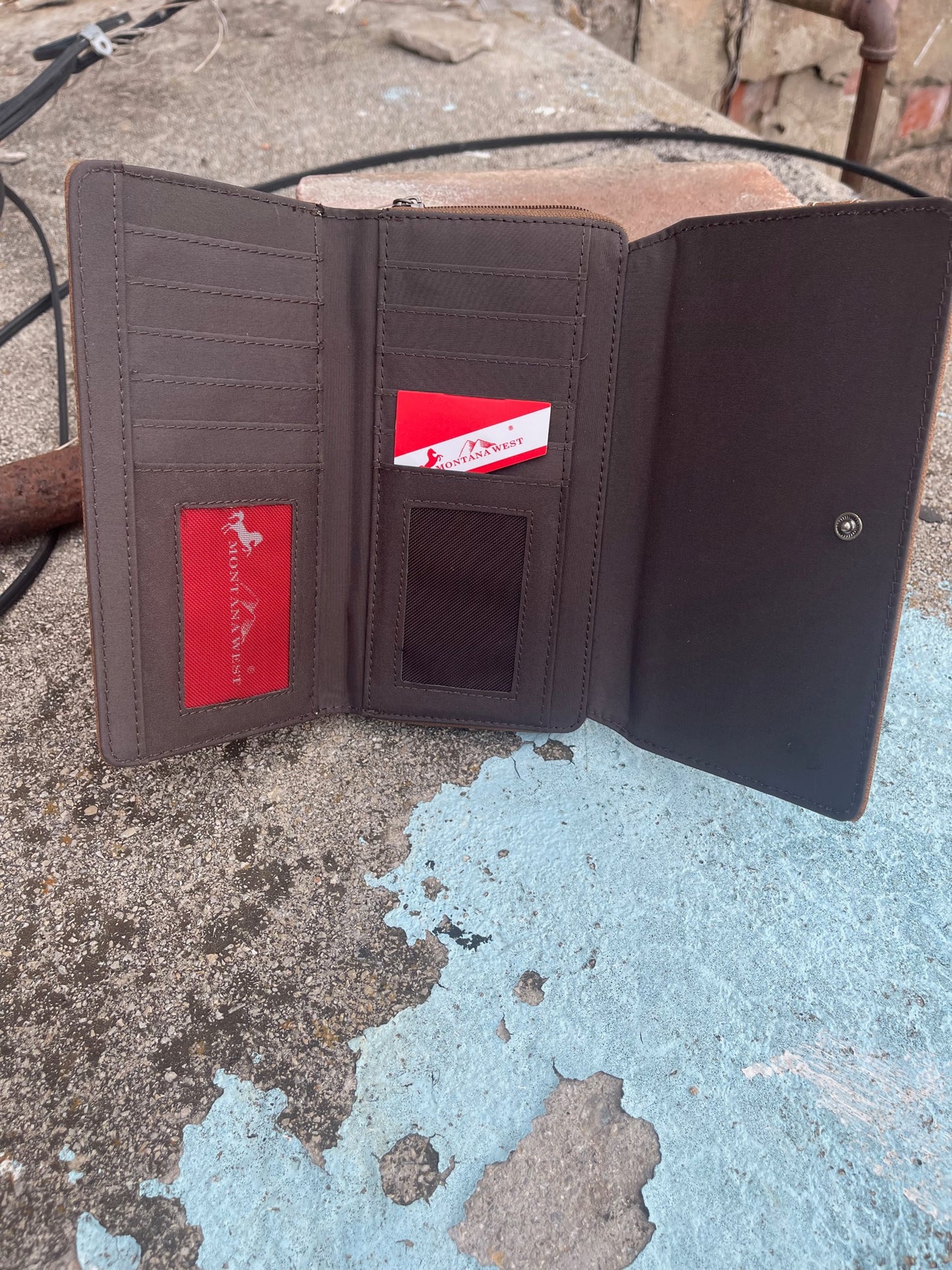 Montana West Brown Embroidered Wallet