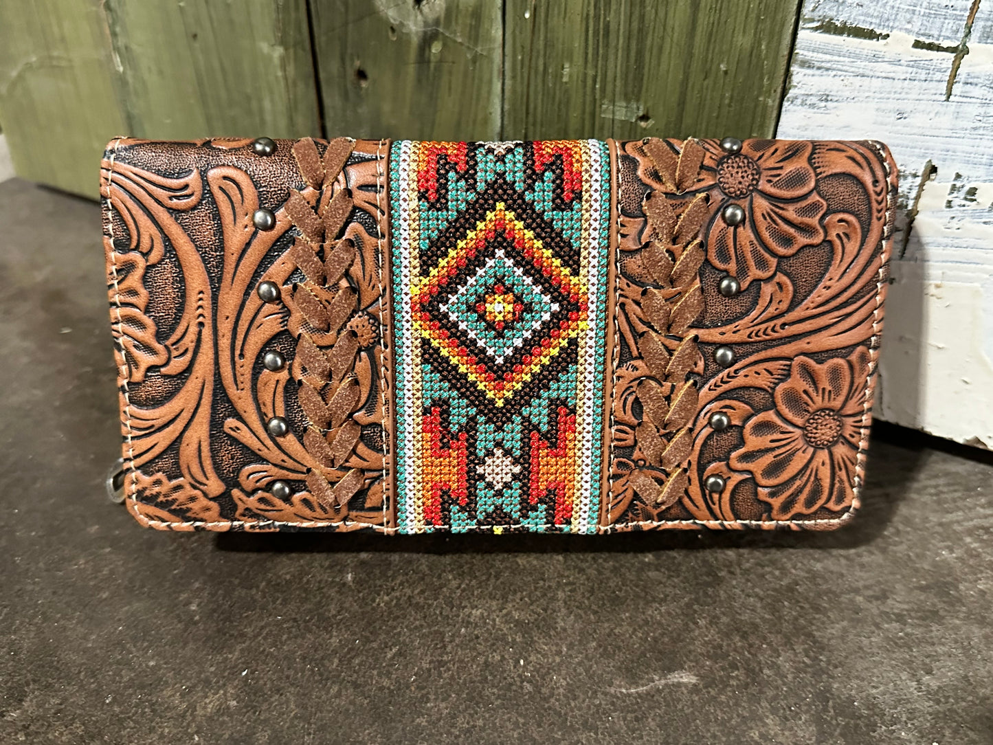 Montana West Tooled Aztec Wallet