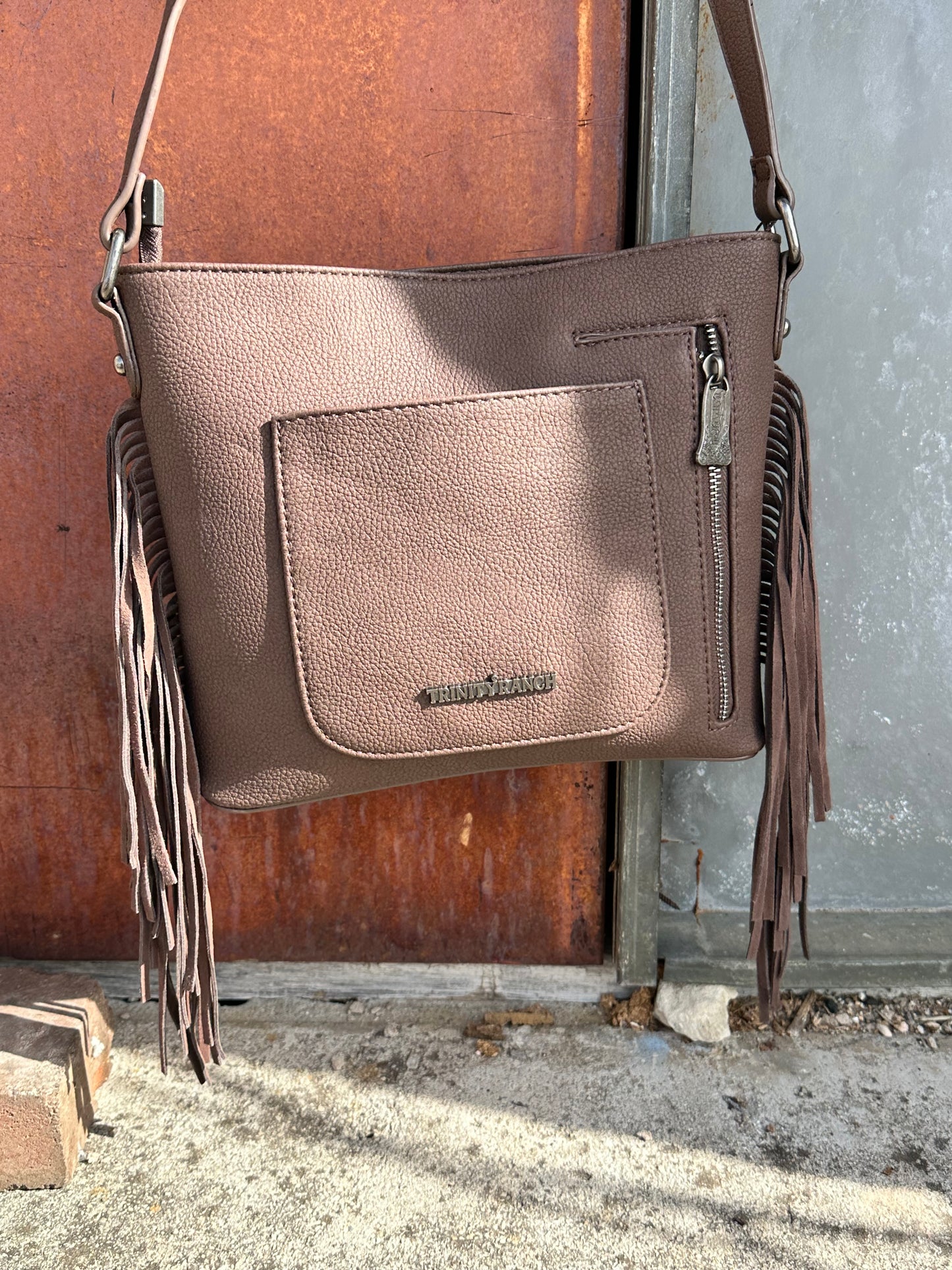 Trinity Ranch Leopard/Fringe Cross Body
