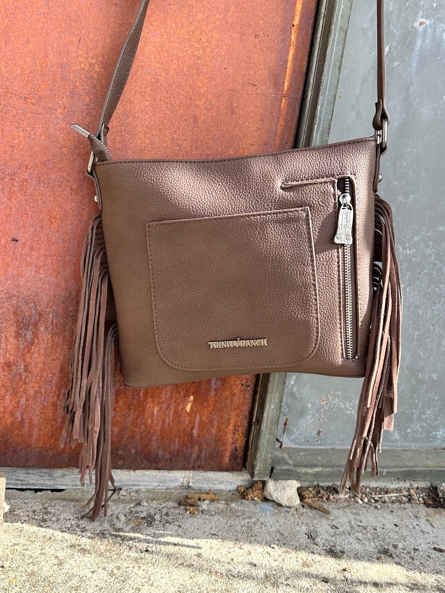 Trinity Ranch Tooled Leather/Fringe Cross Body