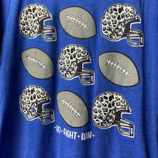 Texas True Threads Leopard Helmets Tee -Blue