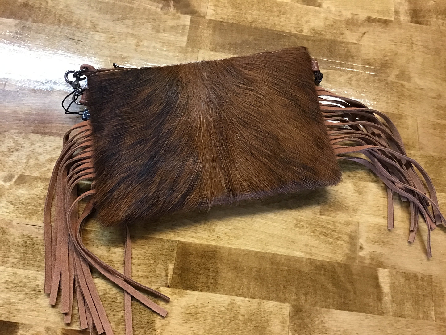 Montana West CLUTCH BROWN COWHIDE W/FRINGE