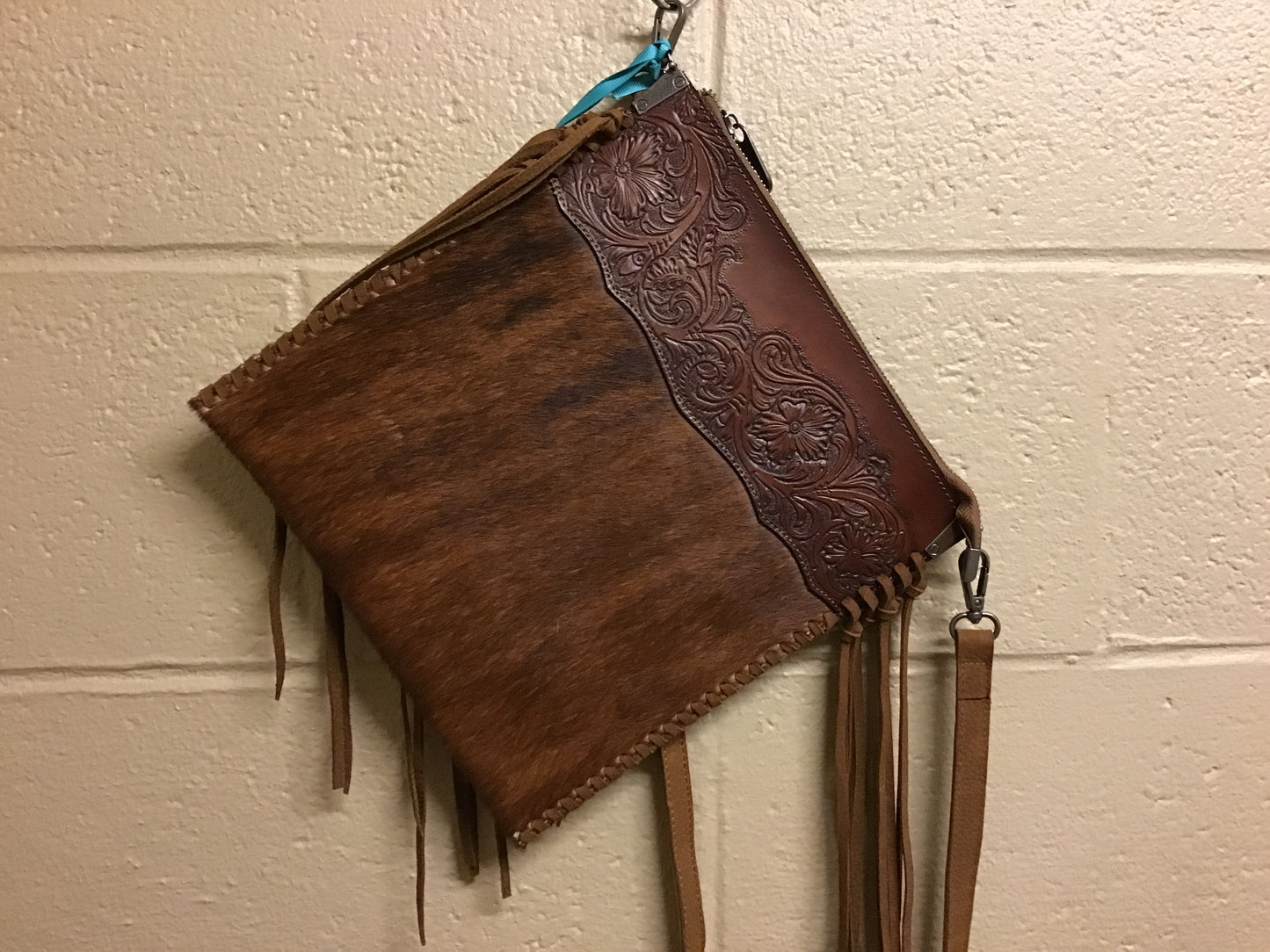 Montana West Brown Leather Cow Hide Purse