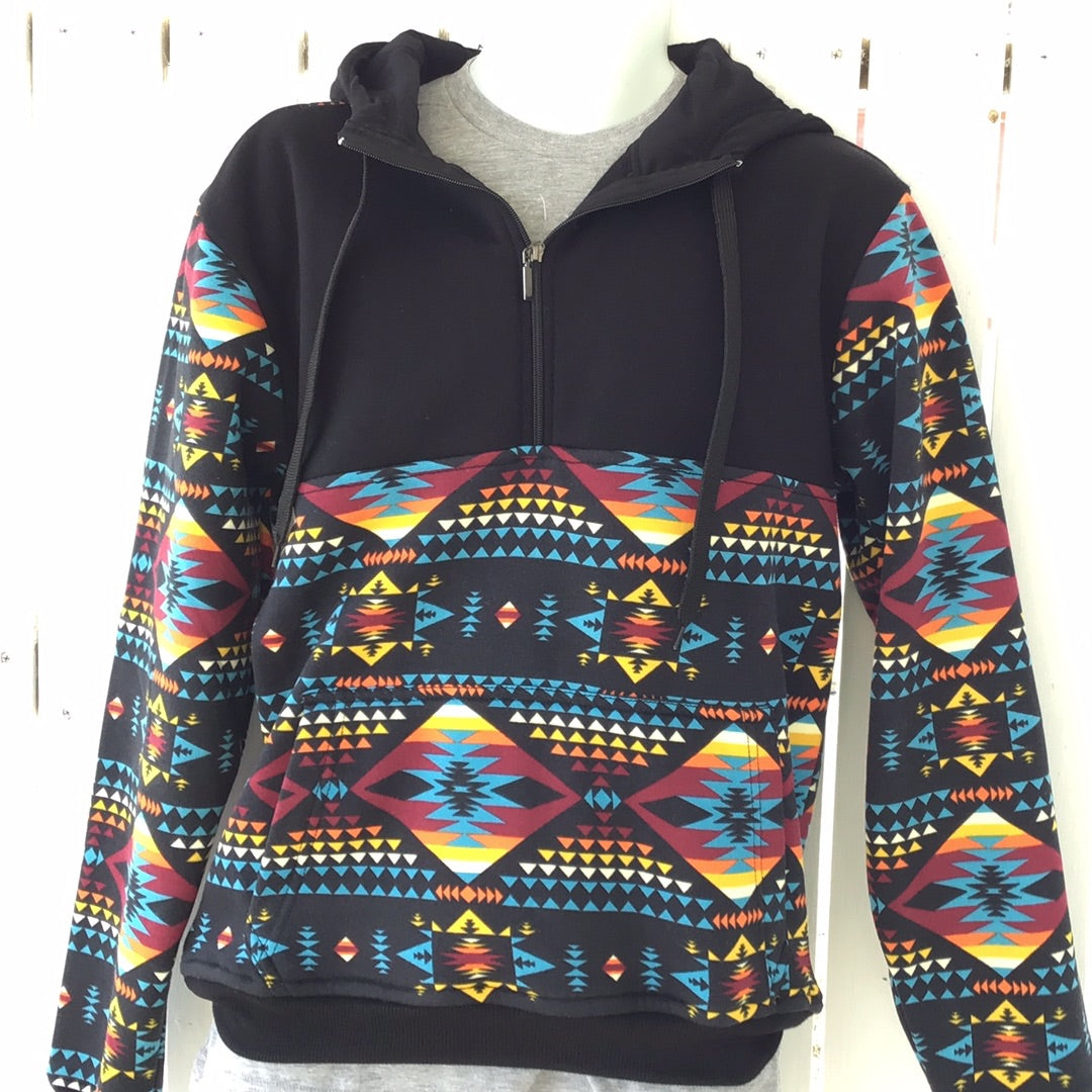 Nativo Black Hoodie w/ Aztec Design