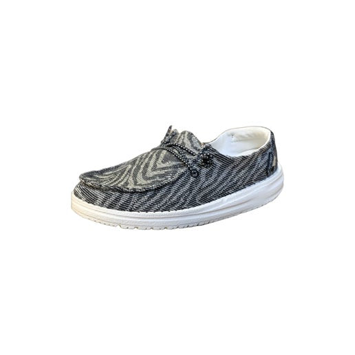 Hey Dude Wendy Youth Woven Zebra Black Stripe