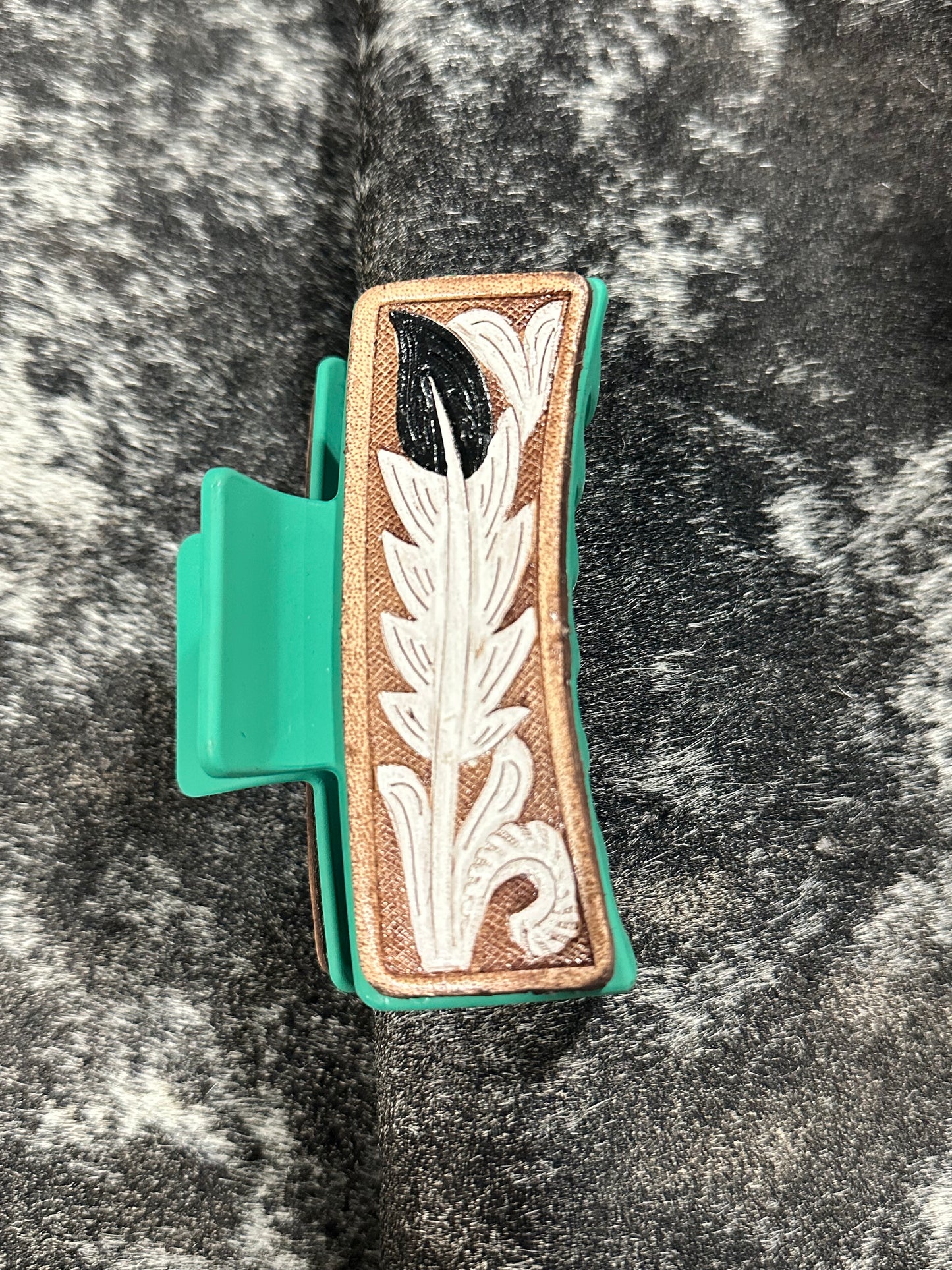 Tooled Leather Hair Clips