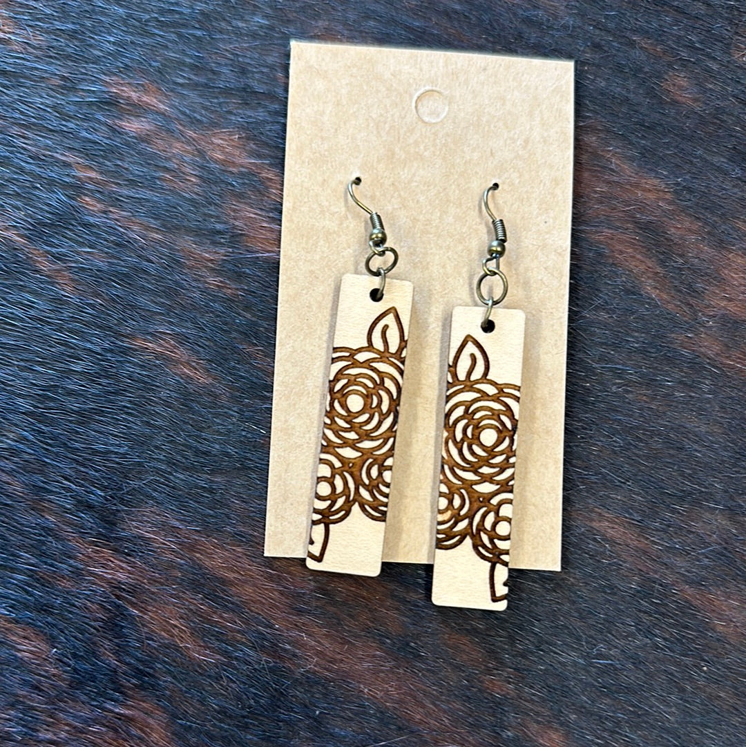 Basswood Bar Engraved Earrings