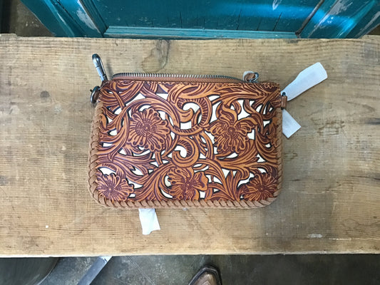 Trinity Ranch Hand Tooled Leather Clutch