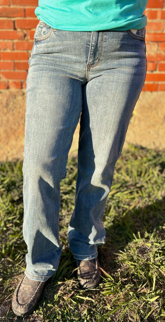 Judy Blue MR Yoke Cell Phone Pocket Dad Jean