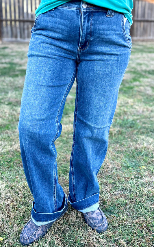 Judy Blue HW Double Button Wide Leg
