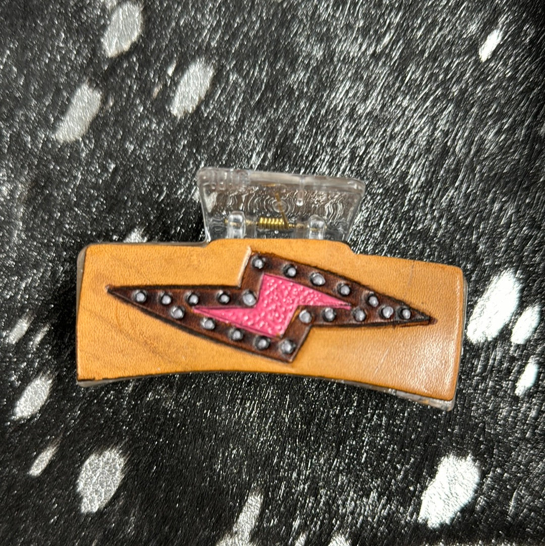 Tooled Leather Hair Clips