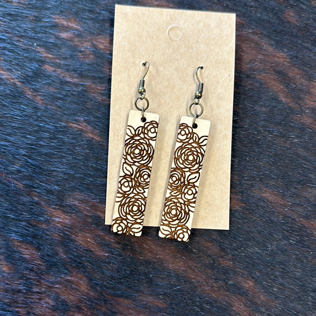 Basswood Bar Engraved Earrings