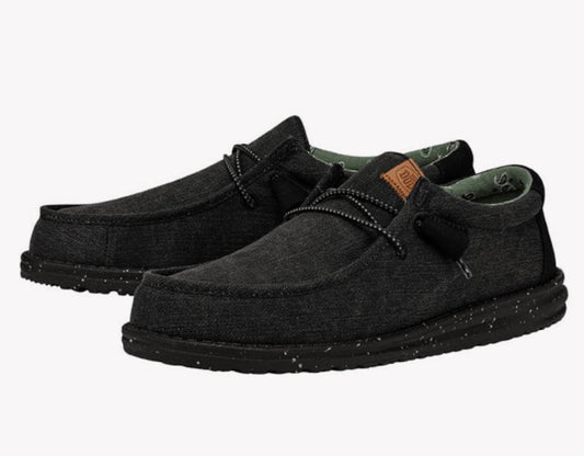 Hey Dude Wally Washed Canvas Black/Black