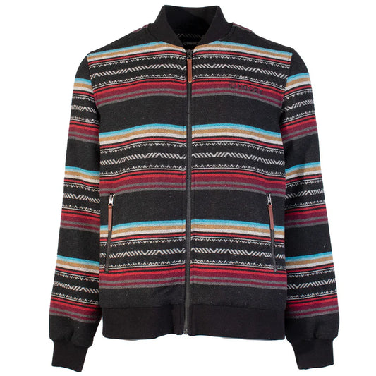 Hooey Men’s Bomber Jacket, Serape Pattern Full Zip with Black Trims