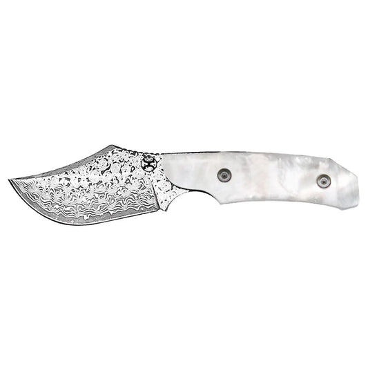 Hooey Knife 6“ White Blade Skinner with Damascus Blade Domino HK503