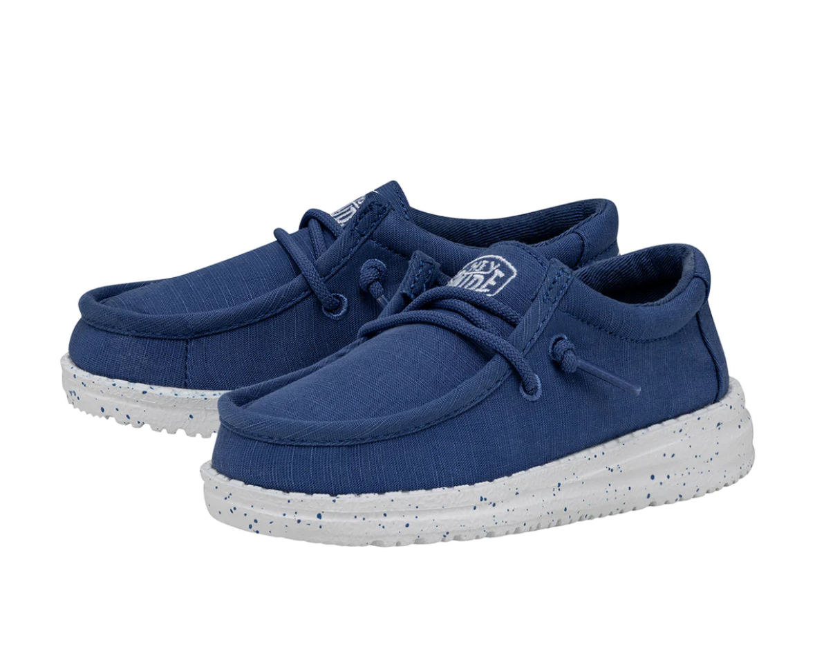 Hey Dude Wally Youth Slub Canvas Moccasin True Blue, 32 EU, Azul auténtico, 32 EU Hey Dude Wally Youth Slub Canvas Moccasin True Blue, 32 EU, Azul auténtico, 32 EU