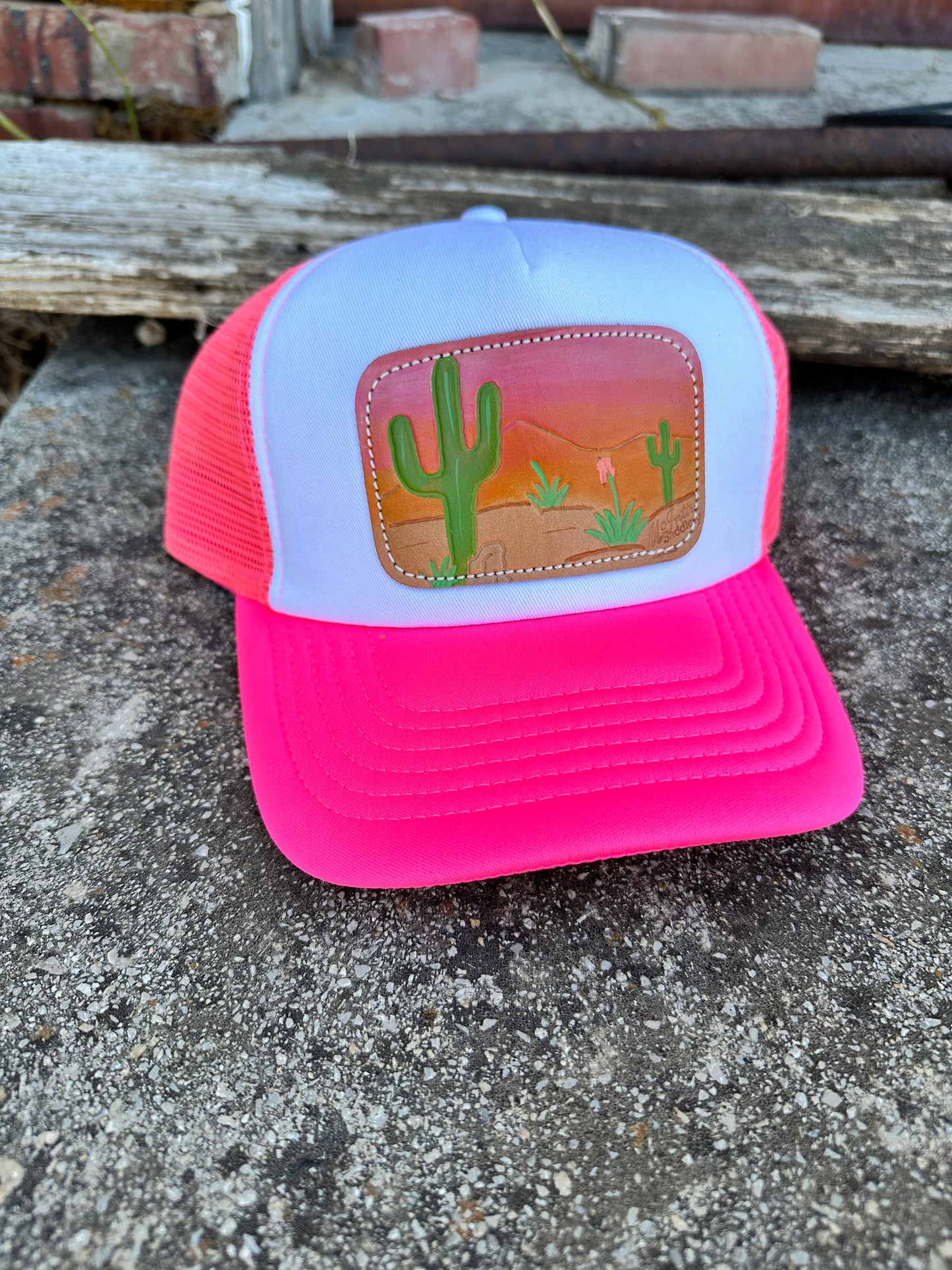 McIntire Hot Pink and White Saguaro Cactus Cap